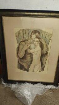 Obraz Jaro Beran-Milenci 87x107 cm