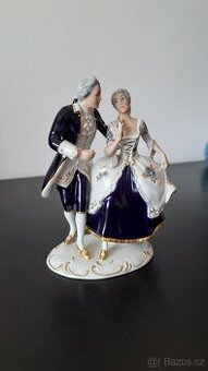 Royal dux porcelánová soška rokokový pár kobaltový