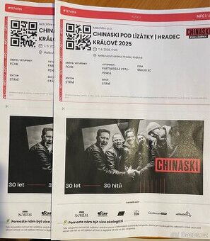 2x vstupenky na Chinasky