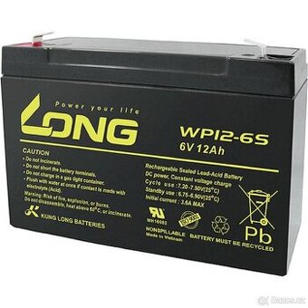Nepoužitý olověný akumulátor LONG WP12-6S 6V 12Ah