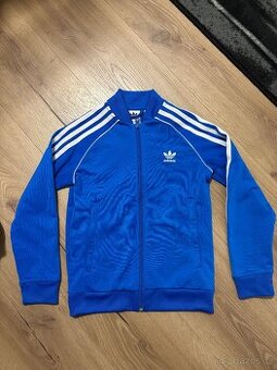 Chlapecká modrá mikina/bunda na zip, vel. 128 Adidas