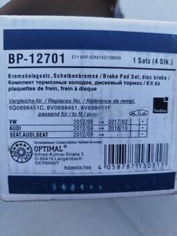 OPTIMAL Brzdové desky zadní náprava ŠKODA Volkswagen Audi