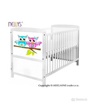 Dětská rostoucí postýlka NELLYS 2v1 bílá, sovičky