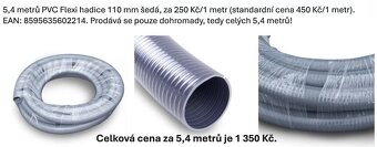 NEPOUŽITÉ JEZÍRKOVÉ ŠEDÉ PVC FLEXI HADICE (63 mm a 110 mm)
