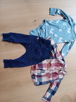 Tepláčky LittleThings,body Lindex vel. 80,košilka Coccodrill