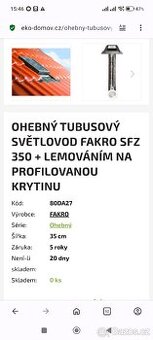 Světlovod Fakro SFZ 350