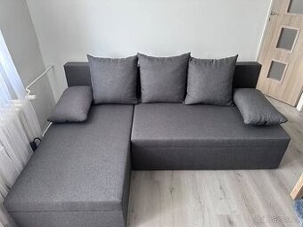 Prodám rohový gauč do L – jako nový, rozkládací s úložným pr