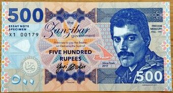 VZÁCNÁ BANKOVKA 500 RUPEES FREDDIE MERCURY 2017 UNC