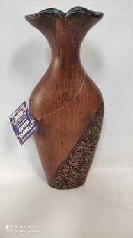 Váza - imitace dřeva 33cm - placatá