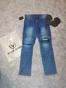 Motorkářské rifle, moto jeans, velikost M, nové. Chránič na