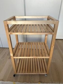 (PRODÁNO) Dřevěný kuchyňský vozík / pojízdný - 3 police