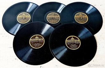 Sada 1 - 5 českých šelakových gramodesek 1930 - 1932