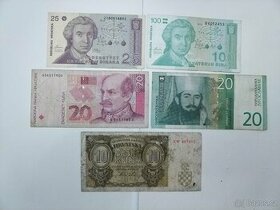 Staré bankovky Chorvatsko - sada - Kuny - Dinary