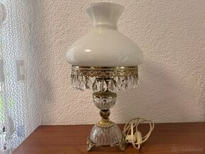 Stolní lampa s ověsky sklo a kov bílé stínidlo - 1