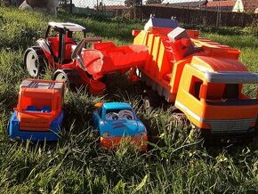 LENA hračky, 2x popelářský vůz + traktor+ autíčko