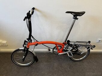 Skládací kolo Brompton C Line dvoubarevné, Fire Coral/Black