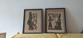 Obrazy malované na papyrus zarámované