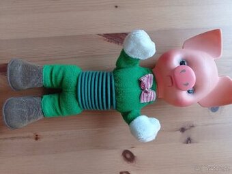 Retro hračka prasátko s pružinou - ratita