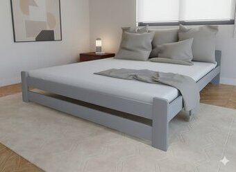 Nová postel MASIV šedá 140x200 cm s roštem