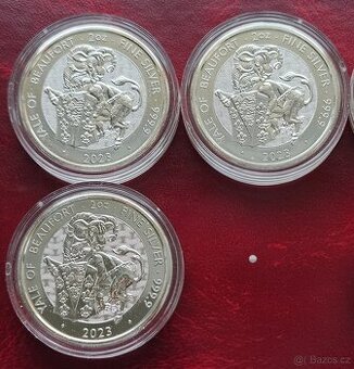 2 oz stříbrná mince Tudor beasts Lion Yale
