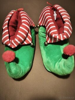 Karnevalový kostým vánoční boty papuče s rolničkami