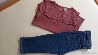 Dívčí tričko + džíny vel. 134