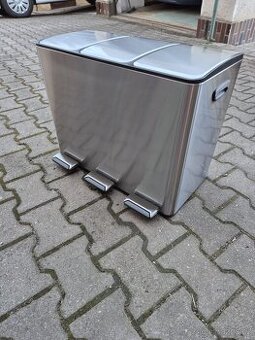 Koš na tříděný odpad, 3x 15 l, nerez, nášlapný