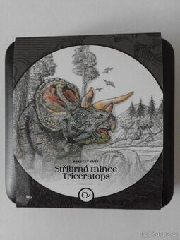 Stříbrná mince Pravěký svět - Triceratops proof