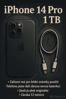 iPhone 14 Pro 1 TB – nová baterka, maximální kapacita, prém