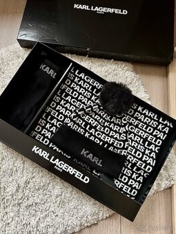 KARL LAGERFELD SADA ZIMNÍ ČEPICE, ŠÁLA A RUKAVICE