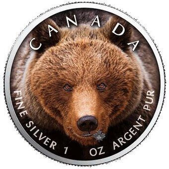 Kanada, 1 unce 2019, Ag 999,9 Grizly, raženo pouze 500 kusů