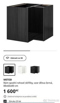 Ikea Metod rohová spodní skříňka černá