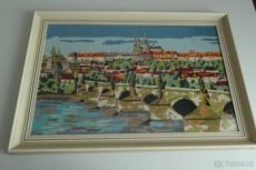 Ručně vyšívaný obraz Hradčany