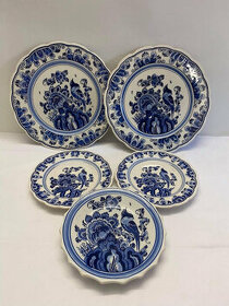 Holandský porcelán Delfts Blue závěsné talíře 5ks - 1