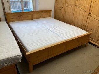 Manželská postel borovice Masiv komplet