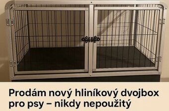 Prodám nový hliníkový dvojbox pro psy – nikdy nepoužitý