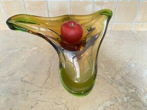 Hutní sklo váza a mísa