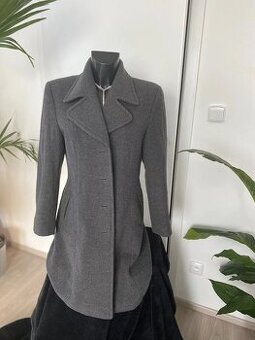 Kasmirovy vlneny sedy dlouhy kabat novy 38