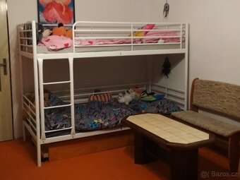 Kovová dvoupatrová postel IKEA 90x200cm-Bílá,včetně matrací