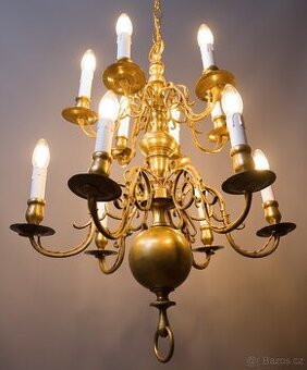 Dvanáctiramenný starožitný lustr z 18. století – holandský t