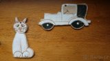 Keramické obrázky - kočka a auto - 1