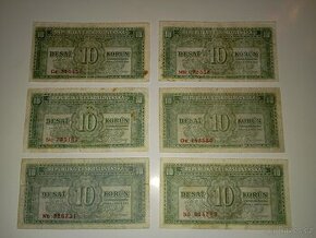 BANKOVKY 10 KČS 1950, DVOUPÍSMENNÉ, VŠE NEPERFOROVANÉ