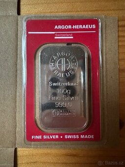 100g Argor Heraeus / Heraeus Investiční stříbrný slitek