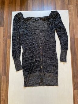 Delší propínací svetřík se stříbrnou nití, vel M i méně, FF