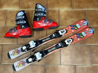Dětské lyže Snowli 90cm a lyžáky Salomon 22cm velikost 34.5