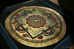 Ručně malovaná tibetská mandala z Indie 6