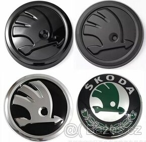 Škoda znaky kapota kufr - černé, chromové 80mm 90mm 100m