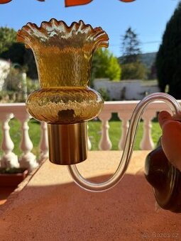 Nástěnná starožitná mosazná lampa 27cm