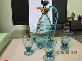 Novoborské sklo (džbánek + 5sklenic)