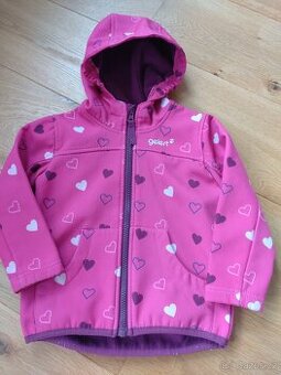Softshelová bunda - růžová, srdíčka (92/98)